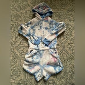 Art Class Sleepwear- fuzzy romper with hoodie M 7/8